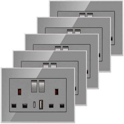 GELAYY GREY TWIN SOCKET WITH USB