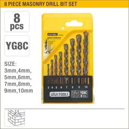 UyusTools 8PC Masonry Drill Bit Set BCC805