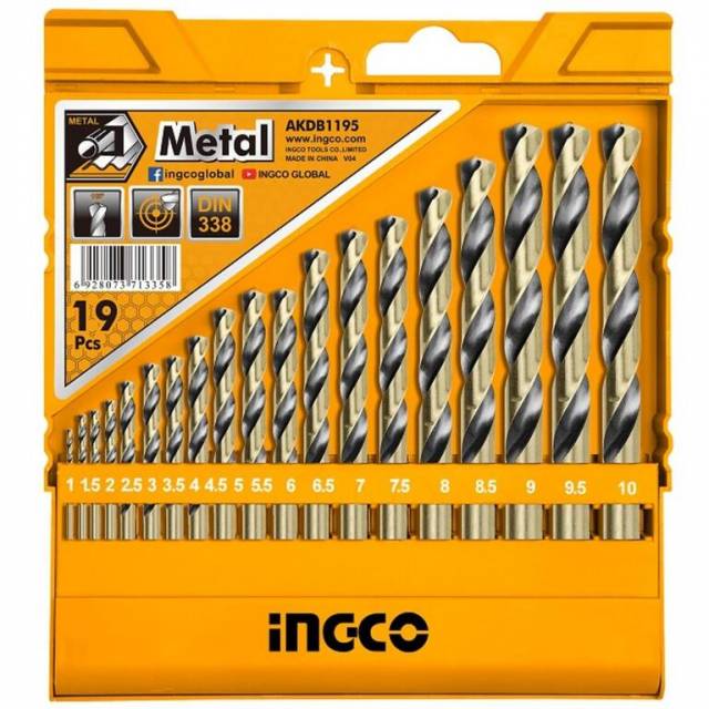 62 INGCO 19PCS Set Twist Drill Bit HSS