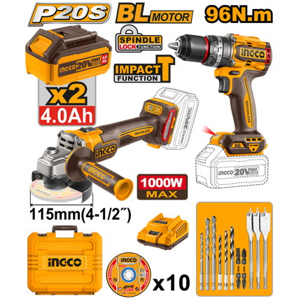 INGCO 2PCS Cordless Combo Kit COSLI241298